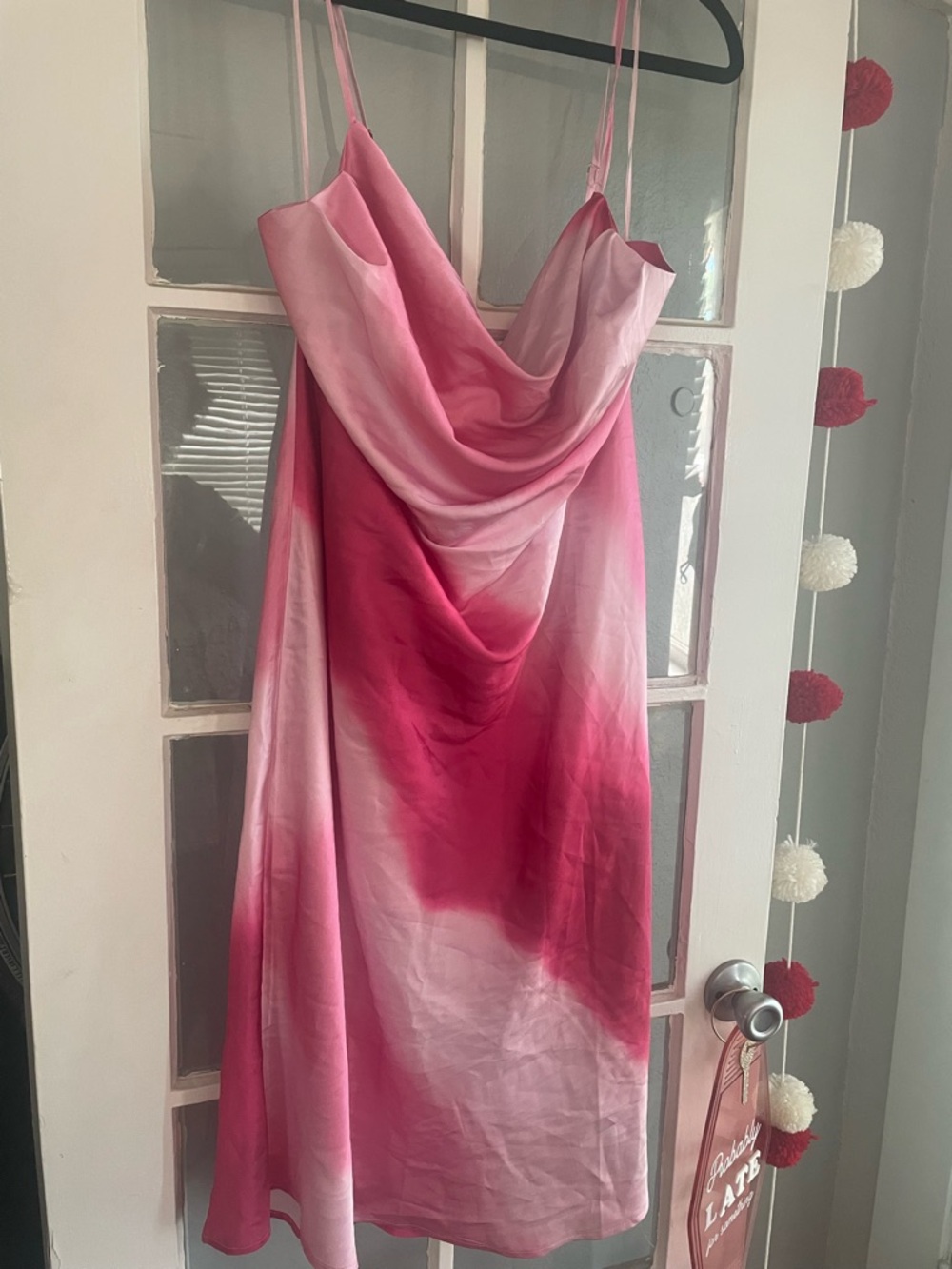 Fashion Nova Pink Ombré Satin Midi Dress